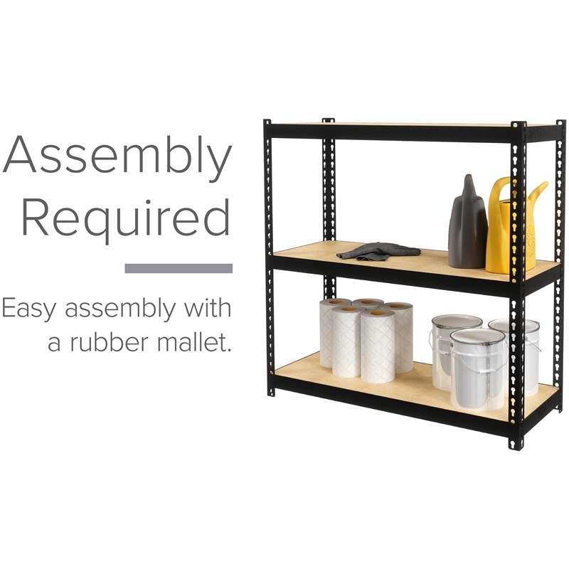 Pemberly Row 1000 Riveted Metal Shelving 3-Shelf Unit 12D x 30W x 30H Black