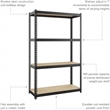 Pemberly Row 1000 Riveted Metal Shelving 4-Shelf Unit 12D x 30W x 48H Black