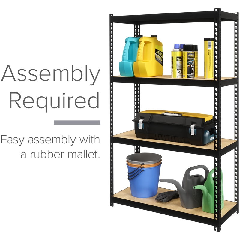 Pemberly Row 1000 Riveted Metal Shelving 4-Shelf Unit 12D x 30W x 48H Black