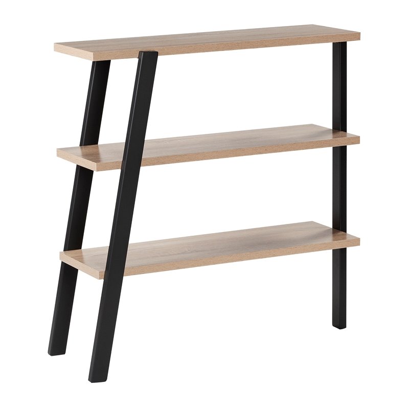 Pemberly Row Contemporary Wood 3 Shelf Bookshelf in Sand Dune