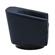 Pemberly Row Midnight Blue Faux Leather Wood Base Swivel Accent Chair