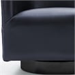 Pemberly Row Midnight Blue Faux Leather Wood Base Swivel Accent Chair