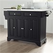Pemberly Row Contemporary Wood Granite Top Kitchen Island in Matte Black