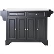 Pemberly Row Contemporary Wood Granite Top Kitchen Island in Matte Black