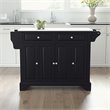 Pemberly Row Contemporary Wood Granite Top Kitchen Island in Matte Black