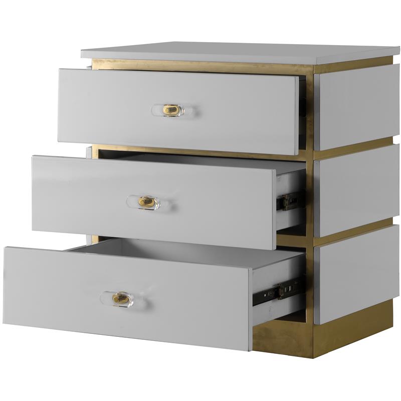 Pemberly Row Contemporary Accent Table in White Lacquer/Gold