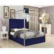 Pemberly Row Contemporary Fabric Tufted Velvet Queen Bed in Navy