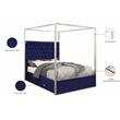 Pemberly Row Contemporary Fabric Tufted Velvet Queen Bed in Navy