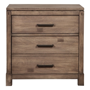 Pemberly Row Contemporary 2 Drawer Wood Nightstand in Weathered Gray
