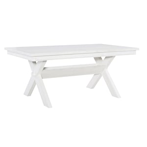 Pemberly Row Sturdy Wood X-Base Trestle Dining Table in Smokey White Finish