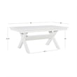 Pemberly Row Sturdy Wood X-Base Trestle Dining Table in Smokey White Finish
