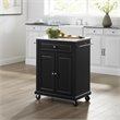 Pemberly Row Compact Wood Kitchen Granite Top Kitchen Cart in Matte Black