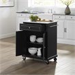Pemberly Row Compact Wood Kitchen Granite Top Kitchen Cart in Matte Black