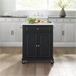 Pemberly Row Compact Wood Kitchen Granite Top Kitchen Cart in Matte Black