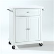 Pemberly Row Compact Wood Kitchen Granite Top Kitchen Cart in White
