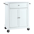 Pemberly Row Compact Wood Kitchen Granite Top Kitchen Cart in White