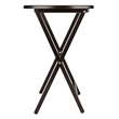 Pemberly Row 2-Piece Oversized Oblong Solid Wood Folding Snack Table in Coffee