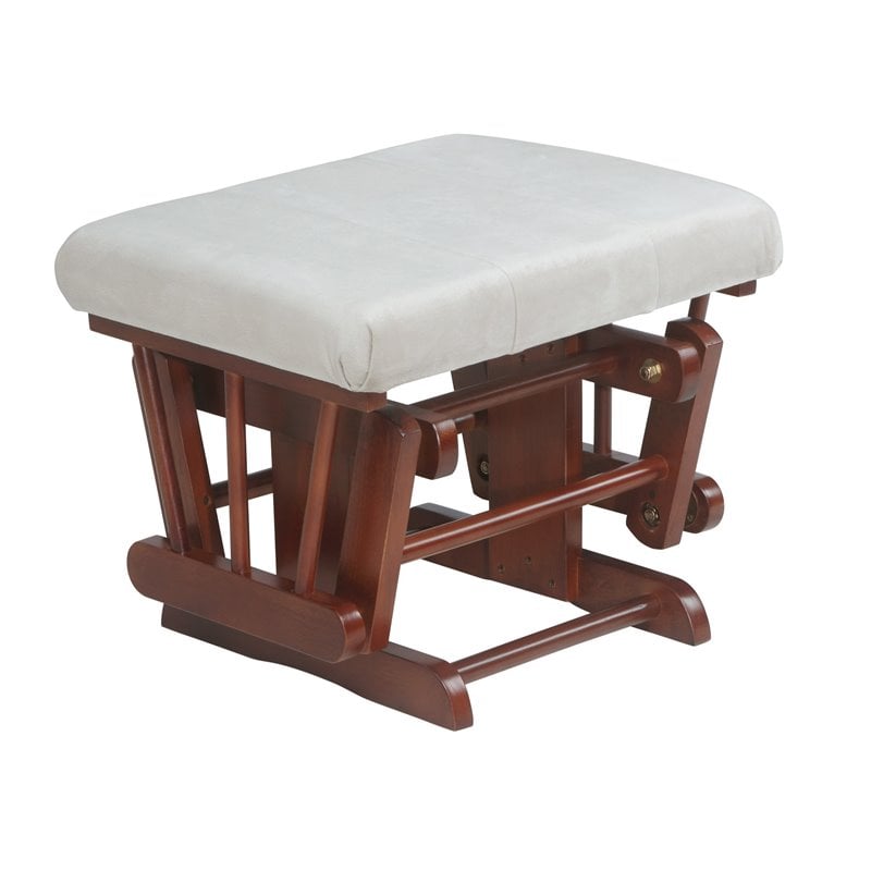 Pemberly Row Solid Wood Glider Chair and Ottoman with Pillow in Espresso