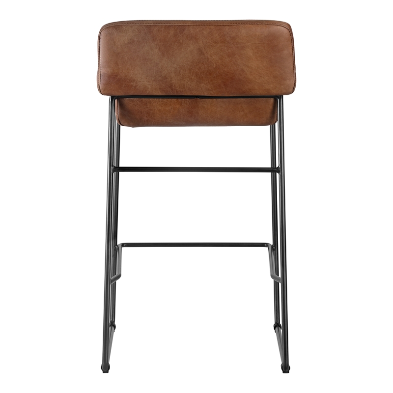 Pemberly Row Counter Stool Open Road Brown Leather-Set Of Two
