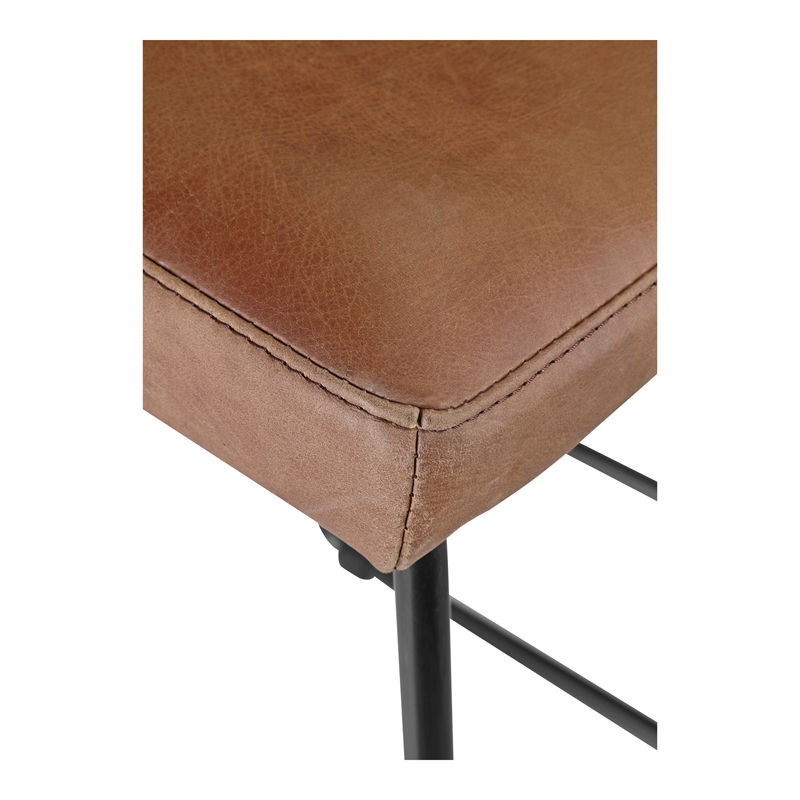 Pemberly Row Counter Stool Open Road Brown Leather-Set Of Two