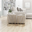 Pemberly Row Contemporary Metal 2-Piece Nesting Table in Gold and White
