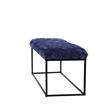 Pemberly Row Rectangular Bench Navy Blue Velvet Upholstered Hand Woven