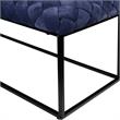 Pemberly Row Rectangular Bench Navy Blue Velvet Upholstered Hand Woven