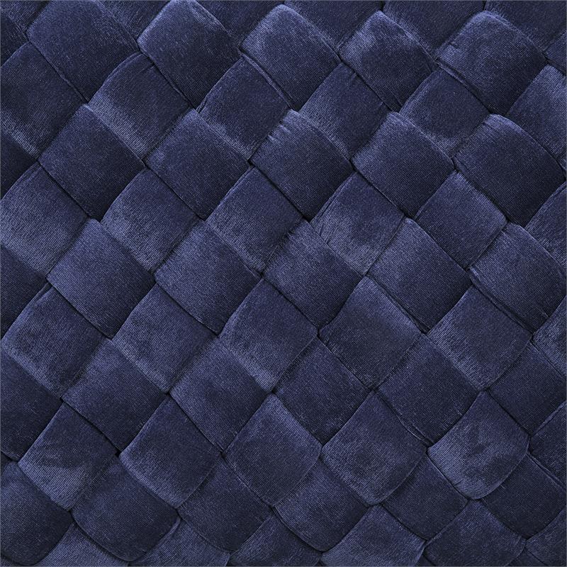 Pemberly Row Rectangular Bench Navy Blue Velvet Upholstered Hand Woven