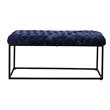 Pemberly Row Rectangular Bench Navy Blue Velvet Upholstered Hand Woven