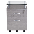 Pemberly Row Engineered Wood Frame Rolling File Cabinet with Glass Top-Gray