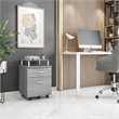 Pemberly Row Engineered Wood Frame Rolling File Cabinet with Glass Top-Gray