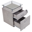 Pemberly Row Engineered Wood Frame Rolling File Cabinet with Glass Top-Gray