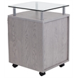 Pemberly Row Engineered Wood Frame Rolling File Cabinet with Glass Top-Gray
