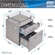 Pemberly Row Engineered Wood Frame Rolling File Cabinet with Glass Top-Gray