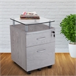 Pemberly Row Engineered Wood Frame Rolling File Cabinet with Glass Top-Gray