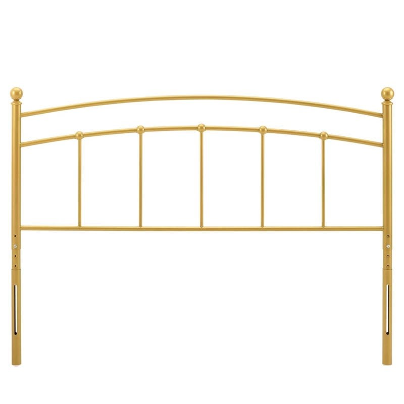 Pemberly Row Modern Farmhouse Twin Metal Spindle Headboard in Gold