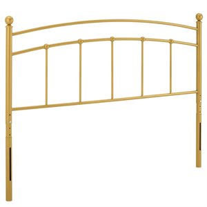 Pemberly Row Modern Farmhouse Full Metal Spindle Headboard in Gold