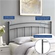 Pemberly Row Queen Modern Style Powder Coated Iron Headboard in Gray
