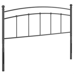 Pemberly Row Queen Modern Style Powder Coated Iron Headboard in Gray