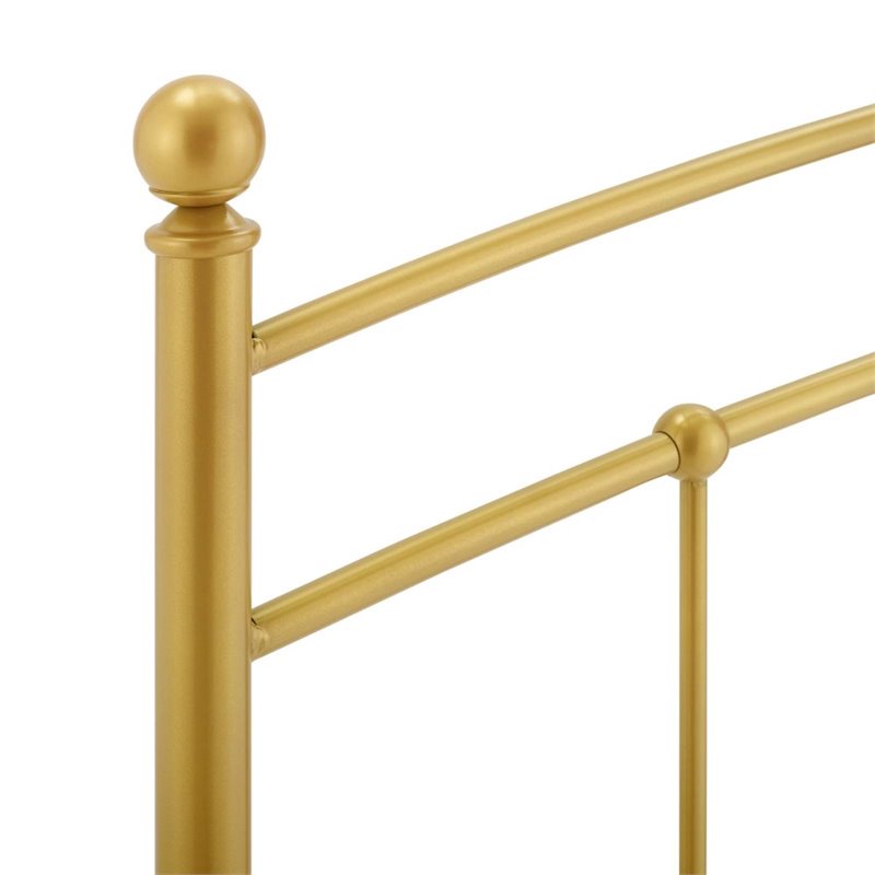 Pemberly Row Modern Farmhouse King Metal Spindle Headboard in Gold