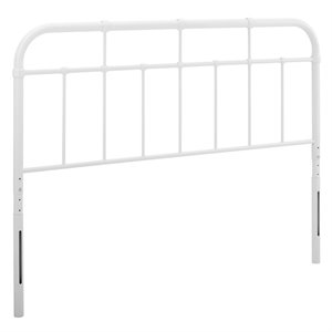 Pemberly Row Modern Farmhouse Twin Metal Spindle Headboard in White