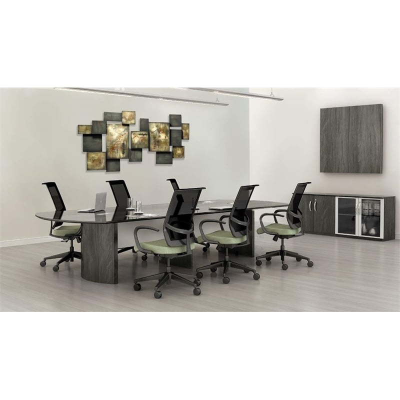 Pemberly Row Contemporary 10' Conference Table in Gray Steel