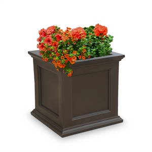 Pemberly Row 20x20&quot Square Traditional Plastic Planter in Espresso