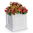 Pemberly Row 28x28 Square Traditional Plastic Planter in White