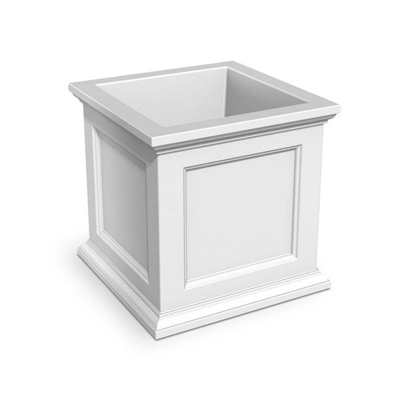 Pemberly Row 28x28 Square Traditional Plastic Planter in White