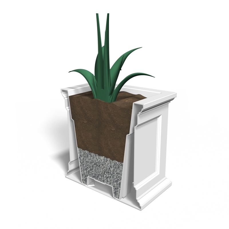 Pemberly Row 28x28 Square Traditional Plastic Planter in White