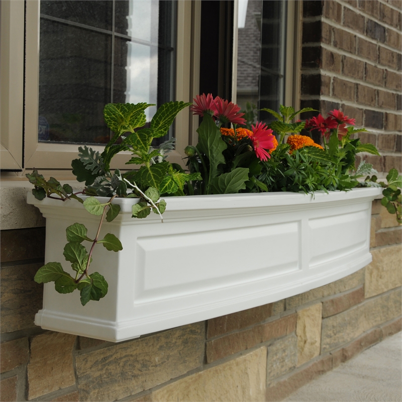 Pemberly Row 5ft Weatherproof Traditional Plastic Window Box in White