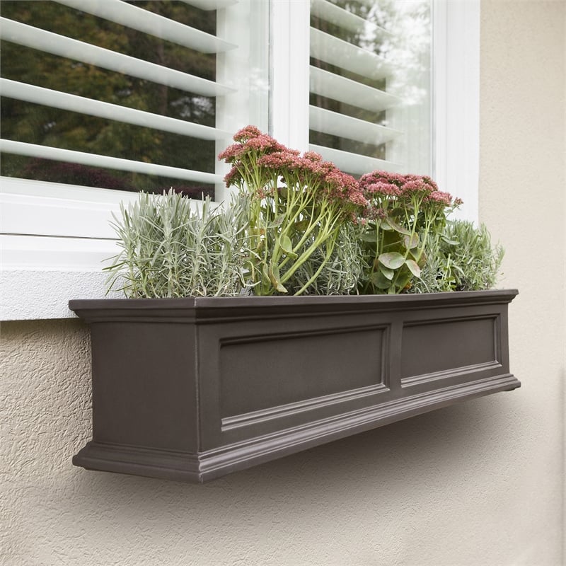 Pemberly Row 4ft Traditional Plastic Window Box in Espresso Finish