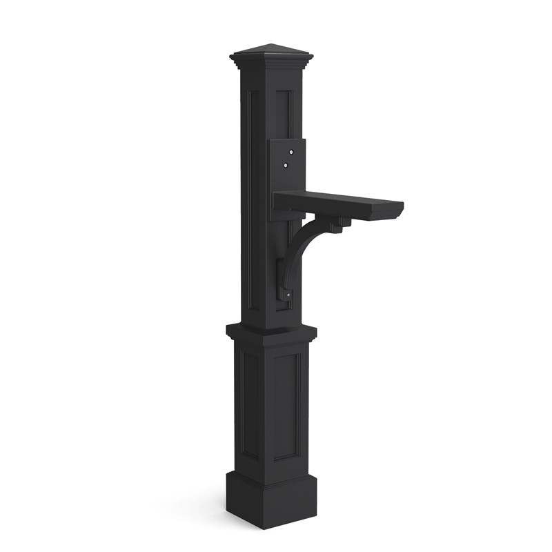 Pemberly Row Weatherproof Traditional Plastic Mail Post in Black