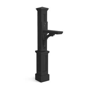 Pemberly Row Weatherproof Traditional Plastic Mail Post in Black